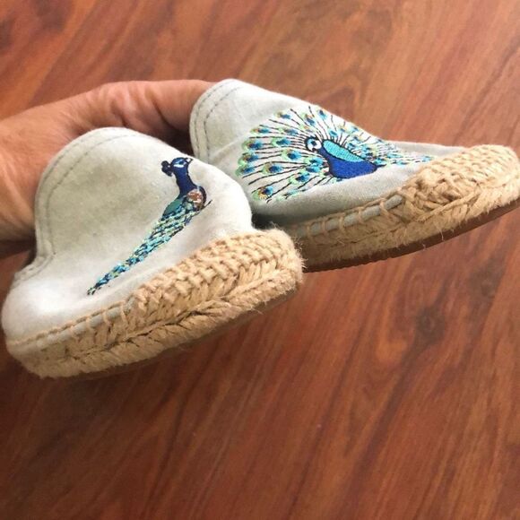 SOLUDOS Peacock embroidered light denim espadrilles size 6  - Picture 4 of 6